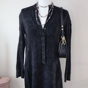Anthropologie ANAMA Acid wash cotton tunic dress with buttons Medium
